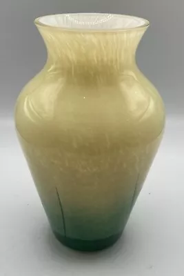 Vintage Caithness Studio Art Glass Vase Yellow And Green • £15