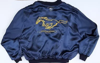 Bomber Jacket 1999 Ford Mustang 35th Anniversary Cashmere Satin Navy Black • $149.99