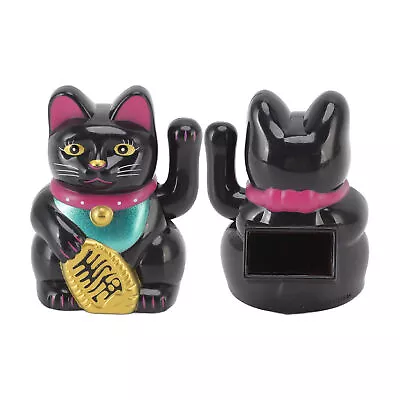 (Sit Up Straight Black)Chinese Lucky Cat Fortune Cat Decoration Waving Arm • $13.19