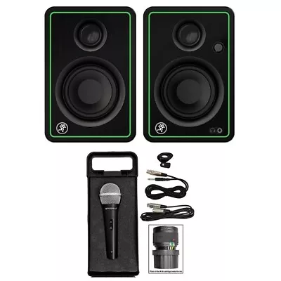 (2) Mackie CR3-X 3  50W Creative Reference Studio Monitors Speakers + Microphone • $159.28