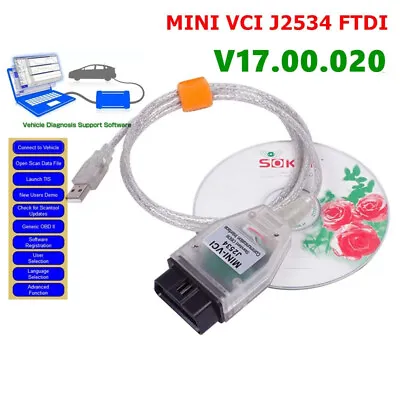 Mini Vci MINI-VCI J2534 Techstream V17.00.020 For Toyota OBD 2 Diagnostic Cable  • $37.99