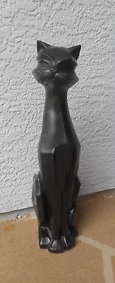 1969 Universal Statuary Corp Cubist Black Siamese Cat Statue Vintage _ CHICAGO • $49.99