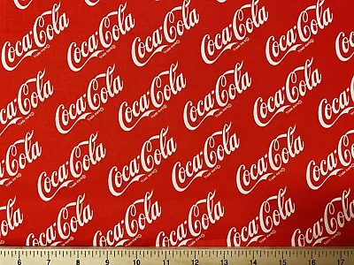 Coca Cola Coke 100% Cotton Fabric 1/4 Yard (9” X 44”) Red New • $5.99