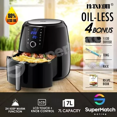 Maxkon 7L Air Fryer LCD Healthy Cooker Low Fat Oil Rapid Deep Fryer Black 1800W • $99.59