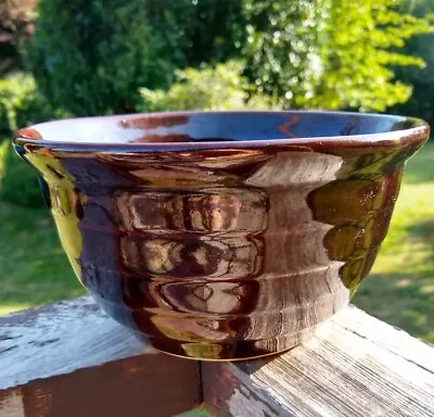 Monmouth Marcrest Pottery Brown Stoneware 7  Beehive Bowl Maple Leaf Ovenproof • $12.76