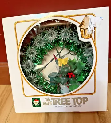 Vintage Christmas Tree Topper 16-Light Electric Wreath Green - Kurt Adler Inc. • $21.95