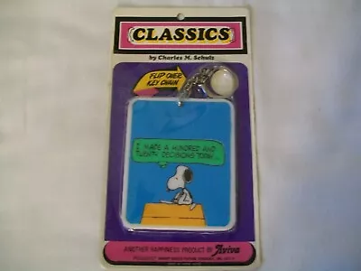 Vintage 1971 Aviva Classics Snoopy Key Chain 2 Sided Plastic - Brand New Sealed • $21.34