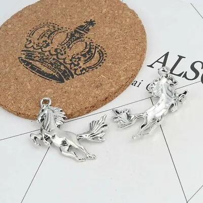 Large Mustang Pendant Antique Silver Horse Charm Equestrian Jewelry Supplies 2  • $3.14