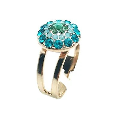 Mariana Ring Mix Of Turquoise Aqua Blue & Green Austrian Crystals Congo Afri... • $67