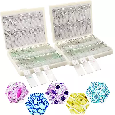 200 Packs Microscope Slides 100 Plants & 100 Animal Tissues Includes Labels And • $110.63