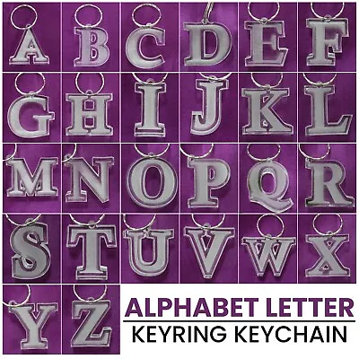 ALPHABET LETTER Initial KEYRING KEYCHAIN Laser Cut 12mm CRYSTAL CLEAR GIFT BEST • £3.45