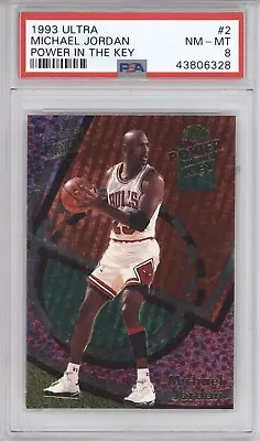 Michael Jordan Psa 8 1993 Fleer Ultra #2 Power In The Key Insert Bulls Hof 6328 • $51