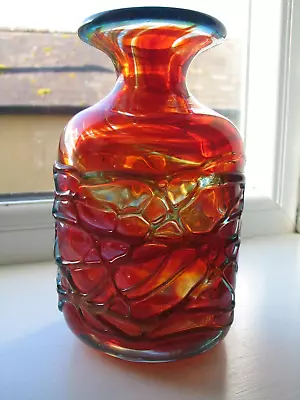 Mdina Orange Trailed Glass Vase Michael Harris Design • £34.99