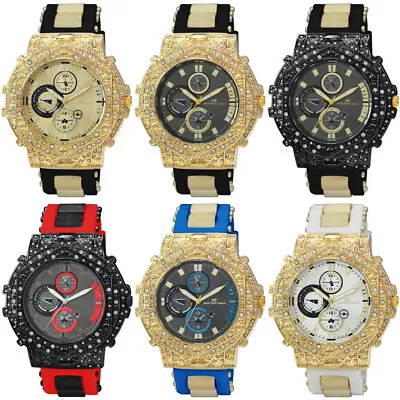 53mm Montres Carlo Men's Hip Hop Rapper Stones Clubbing Luxury Dress Wrist Watch • $19.80