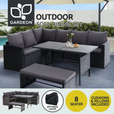 $710.95 • Buy Gardeon Outdoor Dining Set Lounge Setting Wicker Sofa Patio Furniture Garden