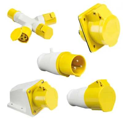 110V 16A 3 Pin Industrial Plug & Sockets IP44 Industrial Building Site Work • £16.99
