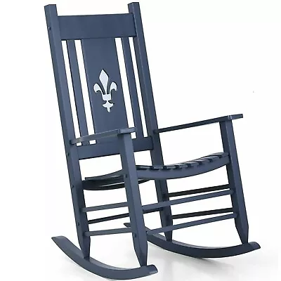 Wood Patio Rocking Chair Indoor Outdoor High Back Living Room Porch Garden Yard • $87.99