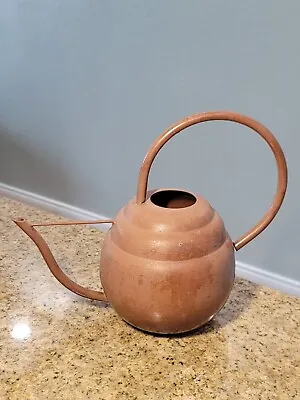 Vintage Mid Century Metal Watering Can Art Deco 8-3/4  Tall Copper Color • $29.99