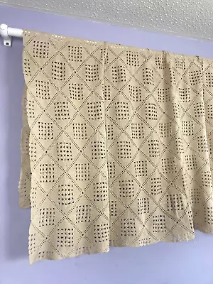 Vintage Crochet Tablecloth Beige Square Cotton 60IN Afternoon Tea Party • $20.95