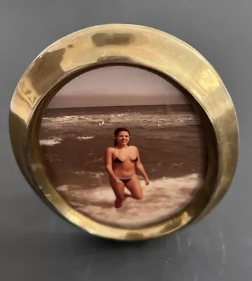 Vintage Oval Brass Table Top Photo Frame 5.75” • $18