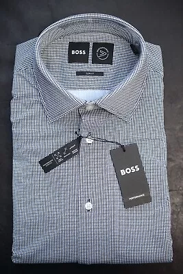 Hugo Boss Mens Hank Kent Travel Slim Fit Performance Stretch Dress Shirt 41 16 • $64.79