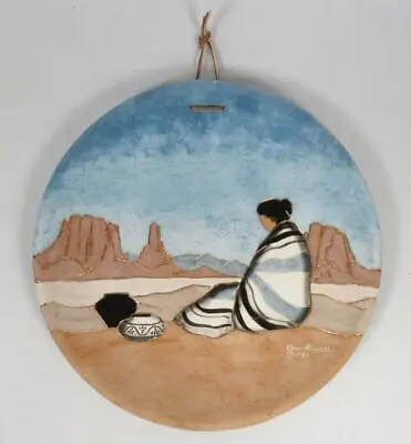 Vera Russell 16'' Wall Plate Pueblo Woman Southwest Pottery 1987 Native American • $99.99