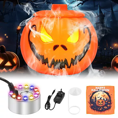 12 LED Lights Christmas Pumpkin Mist Maker Fogger Aquarium W/ Towel Party Decor • £10.99