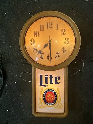 Vintage Miller Lite Beer Lighted Wall Clock Sign • $88