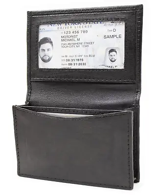 Black Men's Bifold Leather Wallet Window ID Thin Credit Cards Holder • $10.99