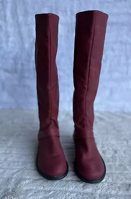 Show Story Boots Women’s Size 6.5/7/37 Red Knee High Leather Sexy Soft Lining • $29