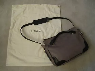 J CREW Kirtley Leather Messenger Bag Tote Satchel Gray & Black EUC – ORIG $278 • $83.88