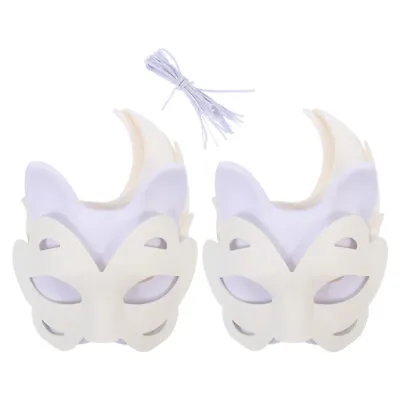 £13.78 • Buy 12Pcs Animal Masquerade Mask With Stick Fox White Kabuki Masks Unpainted Blank H