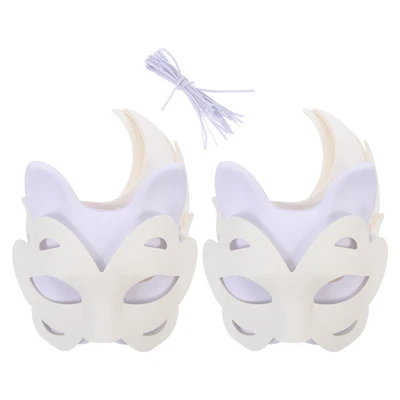 £13.78 • Buy 12Pcs Animal Masquerade Mask With Stick Fox White Kabuki Masks Unpainted Blank H