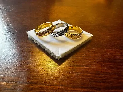 8MM Motorcycle Tire Ring Lot (3) Size 7-8 Color Gold & Silver Steel • $6