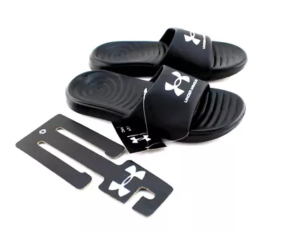 New UNDER ARMOUR ANSA Fix SL Size 6 Black With White Logo Women's Comfort Slides • $29.99