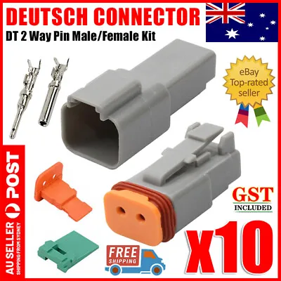 10x For Deutsch DT 2 Way Pin Male/Female Electrical Connector Plug Waterproof • $14.85