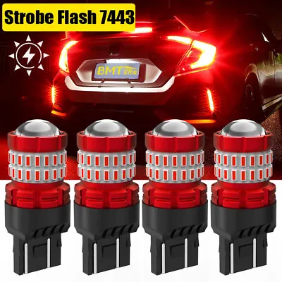 7443 LED Strobe Flashing Blinking Brake Tail Light Parking Safety Warning Bulbs • $19.79