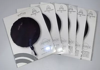 Lot Of 6 Anagram Shimming Black Round Foil Mylar Party Balloon 17  • $12.99