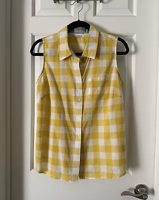 BODEN Yellow & White Checkered Button Cotton Shirt 10 • $22