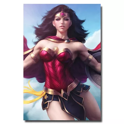 $5.38 • Buy Wonder Woman Superhero Cartoon Girl Poster Wall Movie Art Picture Canvas Print