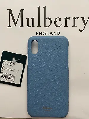 MULBERRY Apple IPhone X Leather Croc Clip Case In Pale Slate Blue : Brand New • £29.99