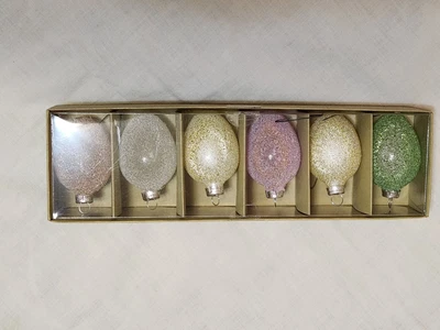 $15.99 • Buy PIER 1 Glass Christmas Ornaments Pastel Sparkle Textured Easter Eggs ~ Set Of 6