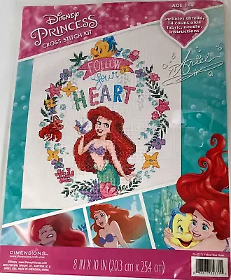 Dimensions Disney Mermaid Cross Stitch Kit Follow Your Heart 8  X 10  • $14.75