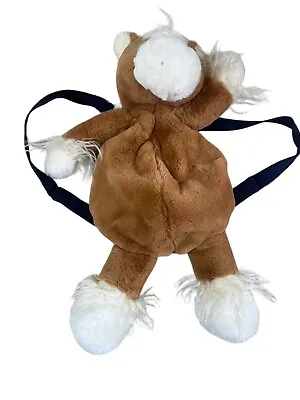 Mudpie Backpack Plush Horse Pony Adjustable Straps  Brown/ White  Zipper Pocket • $12.99