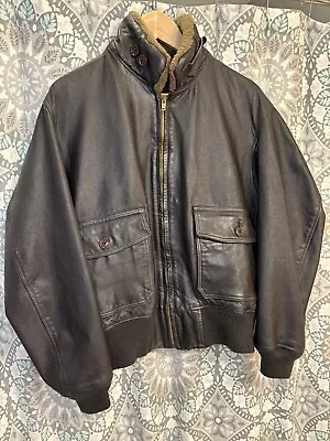 Excellent Vintage 1980s Spiewak & Sons USN Leather Flight Jacket Made In USA 44 • $199