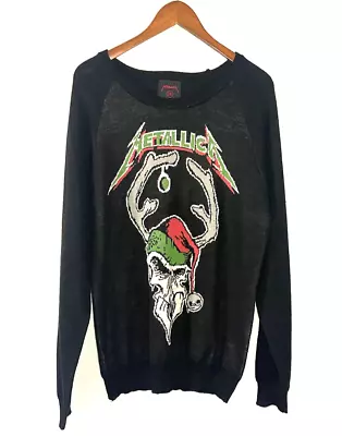 Unisex Metallica Knit Black Sweater Long Sleeve Size 2XL Wool Blend • $55.99