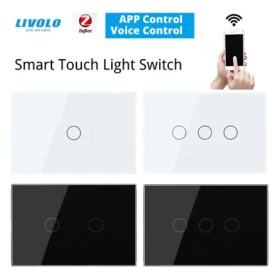 $83.86 • Buy LIVOLO ZigBee Smart Wall Touch Light Switch 1/2 Way APP Control/Google/Alexa