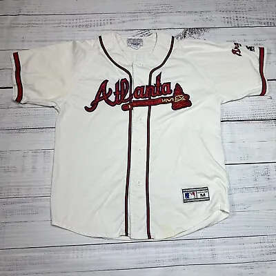 Vintage Atlanta Braves Starter Jersey Mens Off White Button Up MLB Sz M • $50.99