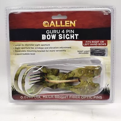 Allen GURU 4 Pin Camo Bow Sight Fiber Optic With Light R/L Hand 15192 • $18