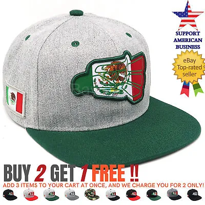 Mens Snapback Hat Hecho En Mexico Eagle Aguila Flat Brim Hats Baseball Cap • $12.95